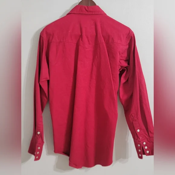 😎Host Pic😍VTG Men's Wrangler Denim Pearl Snap Brushpopper Size 15 1/2 X 33 - Picture 7 of 10